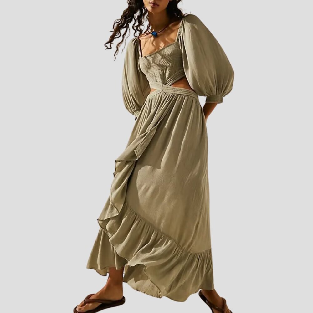 NWT - Free People Cross My Heart Maxi in Green Mermaids Tail (Size: Medium M)